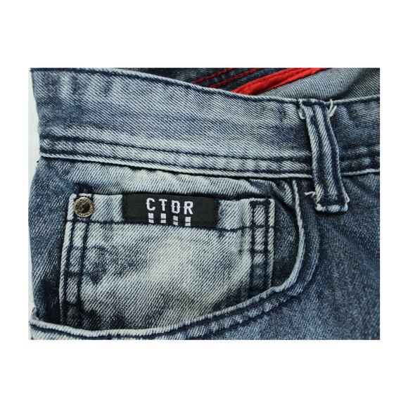 Contender Moto Jeans Men’s 42x34 Distressed Biker Denim Blue Wash - Picture 7 of 11